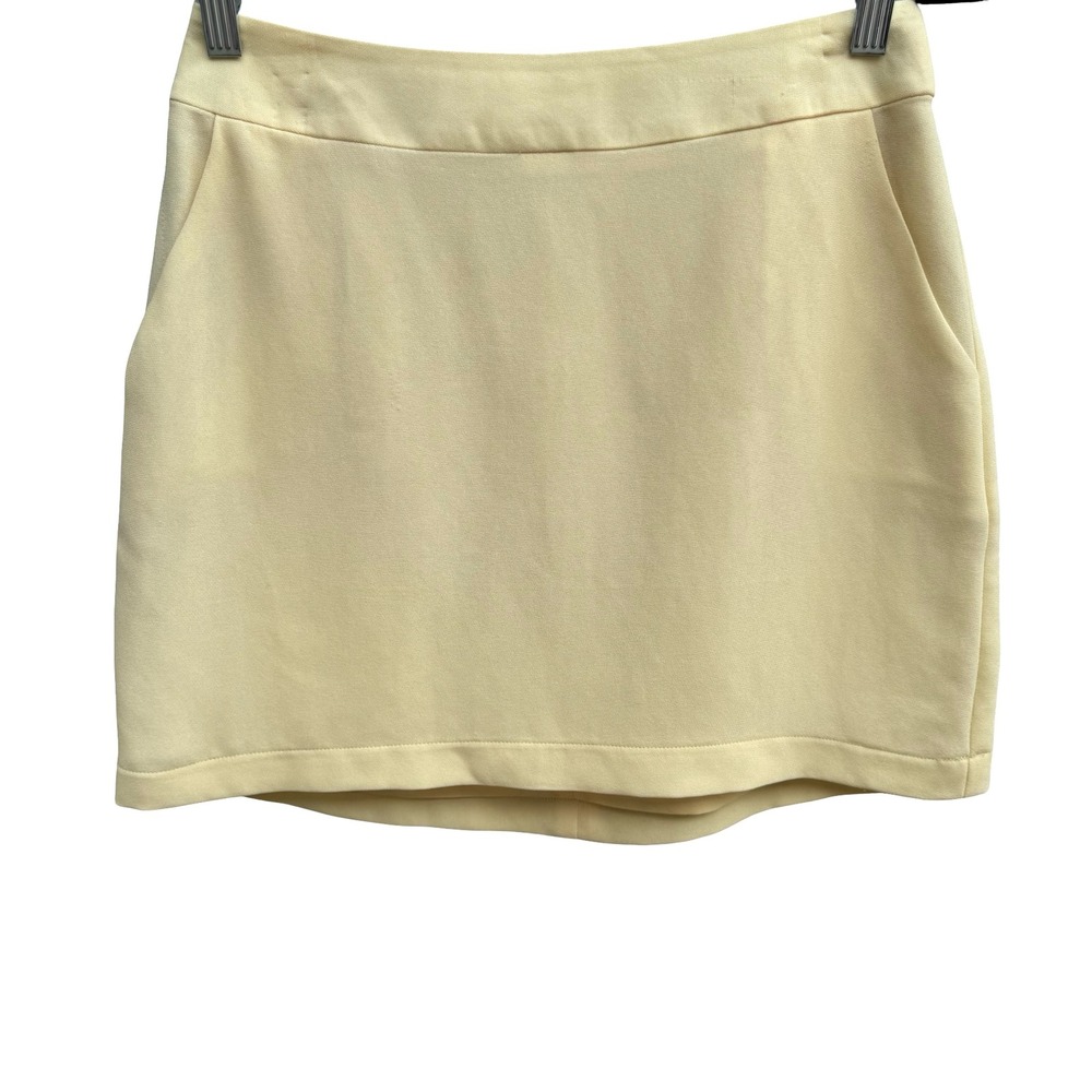 BCBG Max Azria Vintage Y2K 90s Butter Yellow Mini Skirt 8 Minimalist Preppy